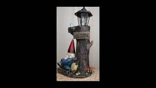 Ebros Summer Slumber Gnome With Buddy Turtle Solar Path LED Light Garden Statue