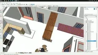 SketchUp Hallway Wooden Decor &ndash; Ceiling & Wall Elements Connecting Spaces