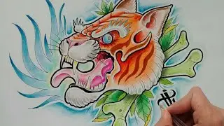 Dise&ntilde;o de Tigre New School / Tiger Tattoo Design- Nosfe Ink Tattoo