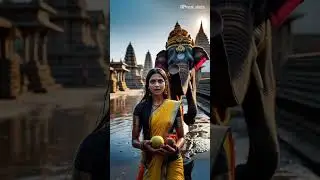 #ai video  a elephant protect a lady
