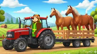 Hungry Horses on the Farm! 🐴 Can a Tractor Deliver Their Food in Time? 🚜 | Realistic Farm Animation