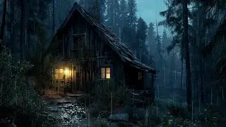 A Lonely Fragile Forest House in a Pouring Rainstorm – 8 Hours Rain Ambience | Great for Sleep
