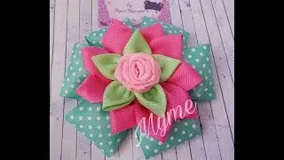 Moño con flores de listón/ HOW to MAKE a BOW/moños fáciles, DIY,tutorials, manualidades