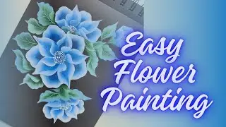 Blue Hue & White Flower Painting 🌸 | Relaxing Acrylic Floral Art for Beginners 