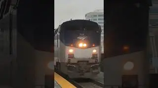 AMTK 158 leads Amtrak Pacific Surfliner 580 into Anaheim, CA, on Christmas Eve 2024.
