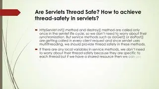 Are Servlet Thread Safe?