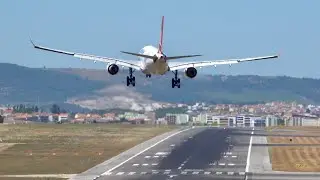 Double Go Around! Turkish Airlines A330 Battles Strong Winds at Lisbon Airport