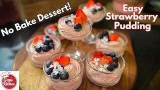 No-Bake Dessert | Strawberry Pudding| 4 Ingredient Easy Dessert | Valentine&rsquo;s & Galentine&rsquo;s Special 