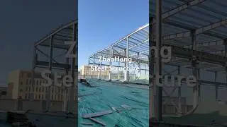 This building is being sprayed with fireproof paint. It's really beautiful. #factory #steelstructure