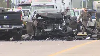 Investigators are interviewing witnesses of the fiery wreck on I-10 in Vidor that left two dead