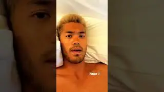 Ross Butler, shirtless in his hotel room in Italy