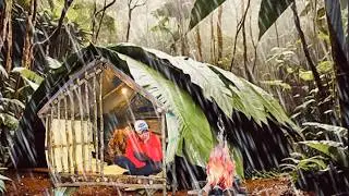 Berkemah Di Hutan Tanpa makanan//camping hujan deras Berlindung  #survival #camping #bushcraft