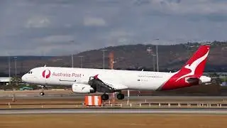 Qantas Freight (Aus post) A321 (P2F) Landing and Malaysia Airlines 737 Take off