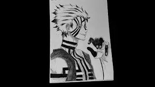 Drawing Akaza (first time doing glow art at the end)