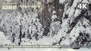 🌲 4K Snowy Landscapes: Tranquil Winter Scenes & Peaceful Sounds 🎶