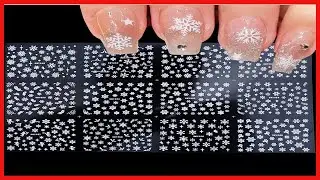 12 Sheets Snowflakes Nail Art Stickers Christmas Nail Decals 3D Self-Adhesive Snowflakes Nail Design