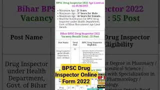 BPSC Drug Inspector Online Form 2022