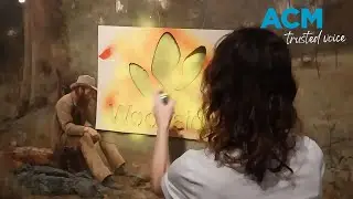 Activists spaypaint Woodside logo onto Frederick McCubbin priceless painting 'Down On His Luck'