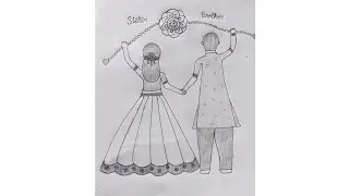 How to draw brother and sister with rakhi //rakshabandhan easy drawing//easy rakhi drawing 