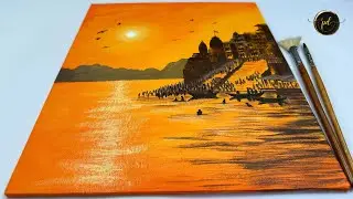 Varanasi Ghats/ Acrylic Painting / Step by step