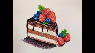 Chocolate Cake Drawing lesson 2  巧克力蛋糕彩色铅笔课程 2｜