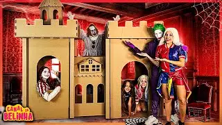 CONSTRUIMOS UMA MANSÃO DE PAPELÃO COM A ARLEQUINA, A FILHA DELA JORKINA E O CORINGA