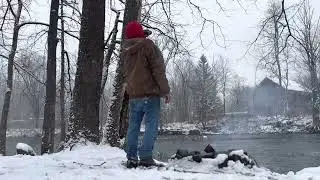 Solo Winter Camping Next to Esopus Creek in Catskills New York