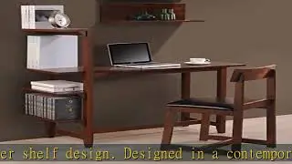 International Caravan Hamburg Contemporary 4-Tier Bookshelf, Desk, and Faux Leather Desk Chair Stud