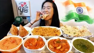 Extremely Satisfying INDIAN Food Mukbang ASMR | Butter Chicken, Kadai Paneer, Saag Gosht & Biryani