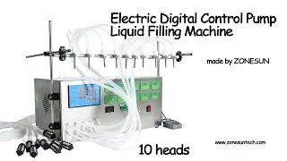 How to use Electric Digital Control Pump Liquid perfume with 10 heads Filling Machine
