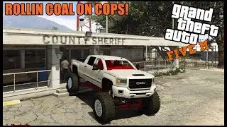 GTA 5 ROLEPLAY - GMC MEGA CAB ROLLIN COAL INSIDE POLICE STATION! - EP. 670 - CIV