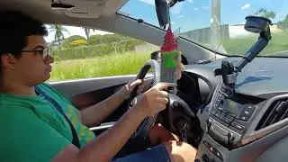Pepê aprendendo a dirigir