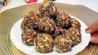 सिर्फ 3 चम्मच  घी से बनाए हेल्दी लडडू l Sugar Free  Dates and Nuts Laddu Recipe l Dry Fruits Laddu