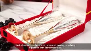 Silver Plated Flute Wine Glass With Red Box by Indian Art Villa -  2 Pieces - Blue - 100 ML each