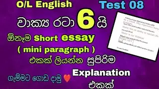 Short essay (mini paragraph) වාක්‍ය රටා 6 කින් ලියන්න සුපිරිම ක්‍රමය මෙන්න. 100% ක් වැඩේ ගොඩ