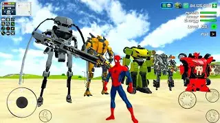 Spider Rope Frog Ninja Hero Robot Transformers Police Cars Escaping Simulator - Android Gameplay