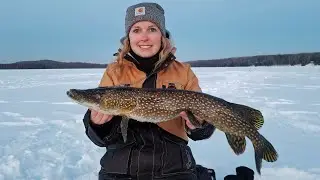 Ice Fishing Northern Pike in Wisconsin (Action Packed Day)