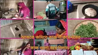 জমির কাজ skipরেখে এই শীতে ঠান্ডায় ঘরবাড়ি পরিপাটি মাটি দিয়ে লেপা মোছা,কাচা, জমির শাক তুলে রান্না🌿 