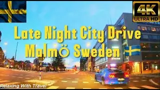 Late Night City Drive Malm&ouml; Sweden ASMR 4K UHD 60 fps
