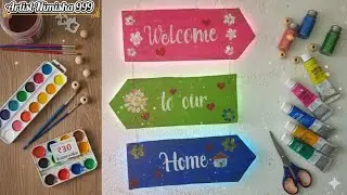 Handmade Name Plate Design Idea | Cardboard Name Plate Craft 🎨  #art #painting #artistnimisha999 