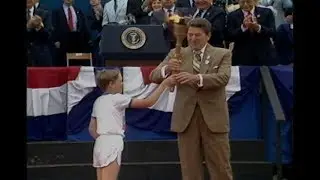 Cuts of President Reagan at 1984 International Games for The Disabled on June 17, 1984