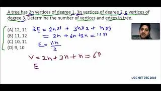 Determine the number of vertices and edges in tree | Tree | Data Structure (DS) | UGC NET 2019