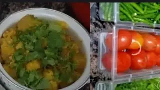 I have by fridge organiser from meesho and lunch mai banaye gobhi alu ke sabji 