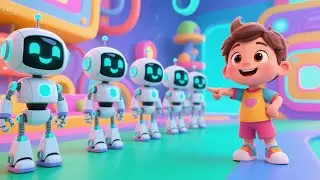 Five Little Robots Buzzing Around | Fun Robot Nursery Rhyme for Kids | Sing Along Counting Song