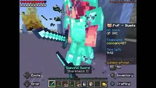 Playing Cubecraft duels with my friend 