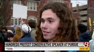 Hundreds protest conservative speaker at Purdue University
