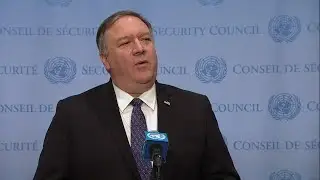 Michael R. Pompeo (US Secretary of State) addresses the press on Venezuela at the United Nations