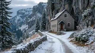 Расслабляющий Акустический Зимний Гитара Поток ~ Безмятежная Горная Атмосфера для Учебы и Сна