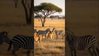 Lions hunting zebras in the savana #wildlife #gamereserve  #zebra #lioncountrysafari #safarilife