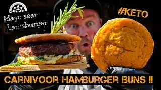 Carnivoor  hamburger buns in de kamado bbq - Mayo sear lamsburger